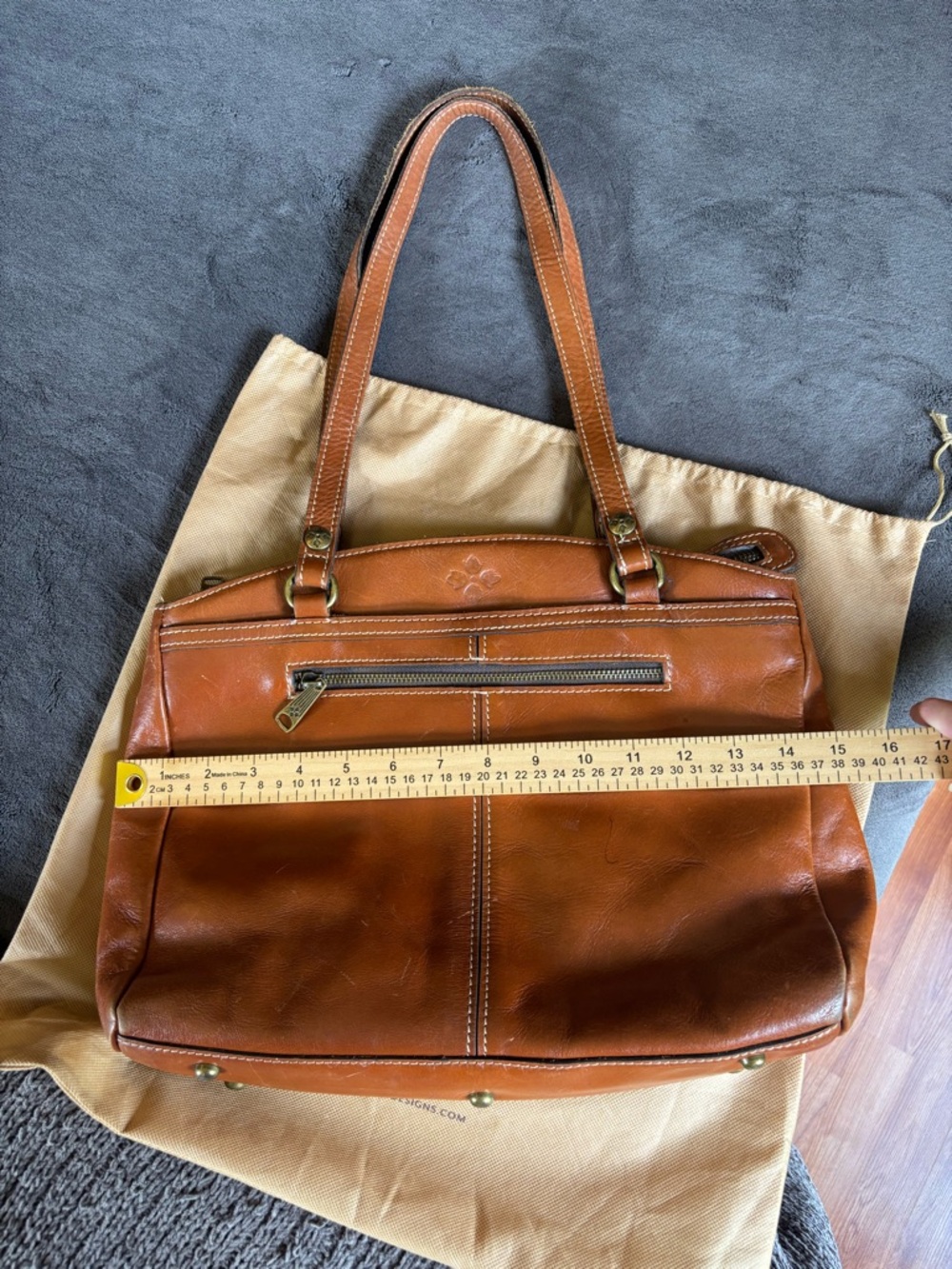 Patricia Nash Poppy Tote (Poppy Satchel), Heritage Tan Full Grain Leather Purse - Picture 13 of 16